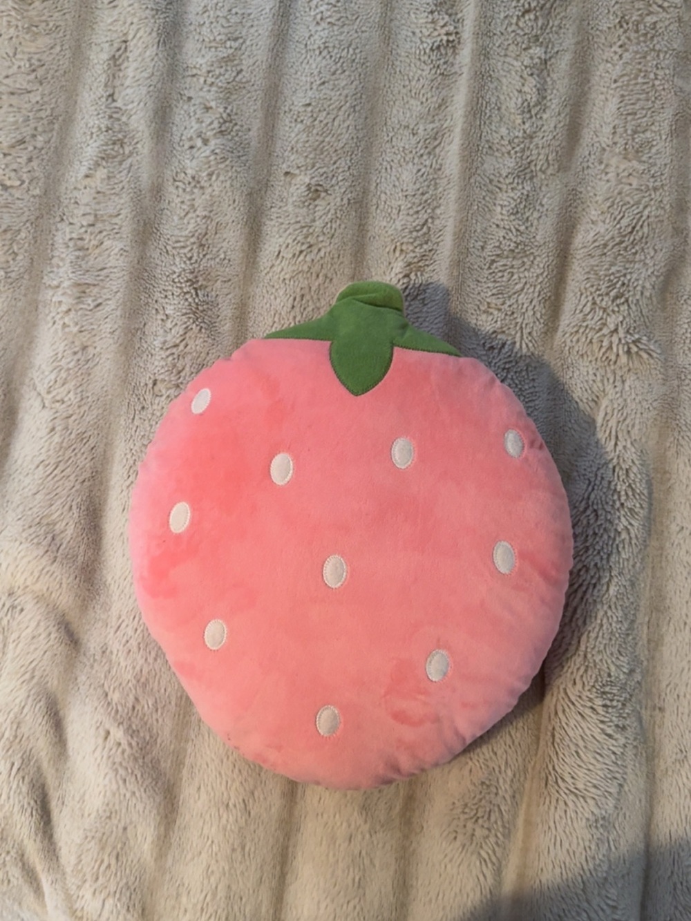 Plush Pink Strawberry Throw Pillow